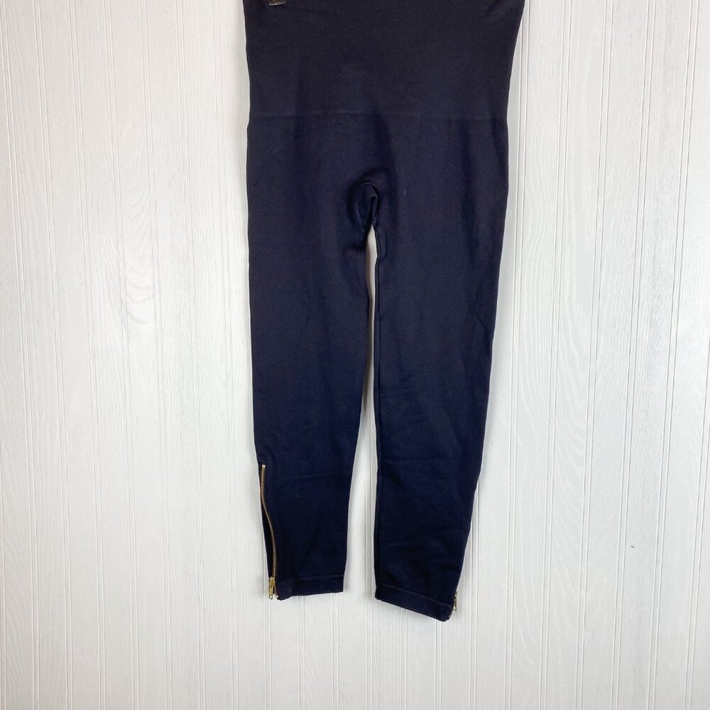 Spanx Women's Black Leggins Gold Zipper Ankle Size 1x